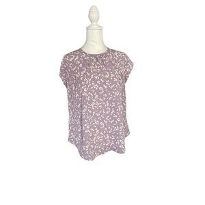 Monday Fun Womens Size‎ Large Kaden Pleated Blouse Purple Short Sleeve NWOT)